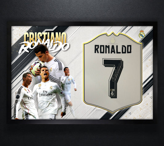 Cristiano Ronaldo Signed Real Madrid Adidas Jersey Framed Beckett LOA & COA - Photo of frame