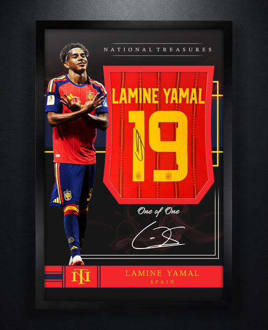 Lamine Yamal Signed Spain Jersey Framed Beckett LOA & COA - Photo of frame