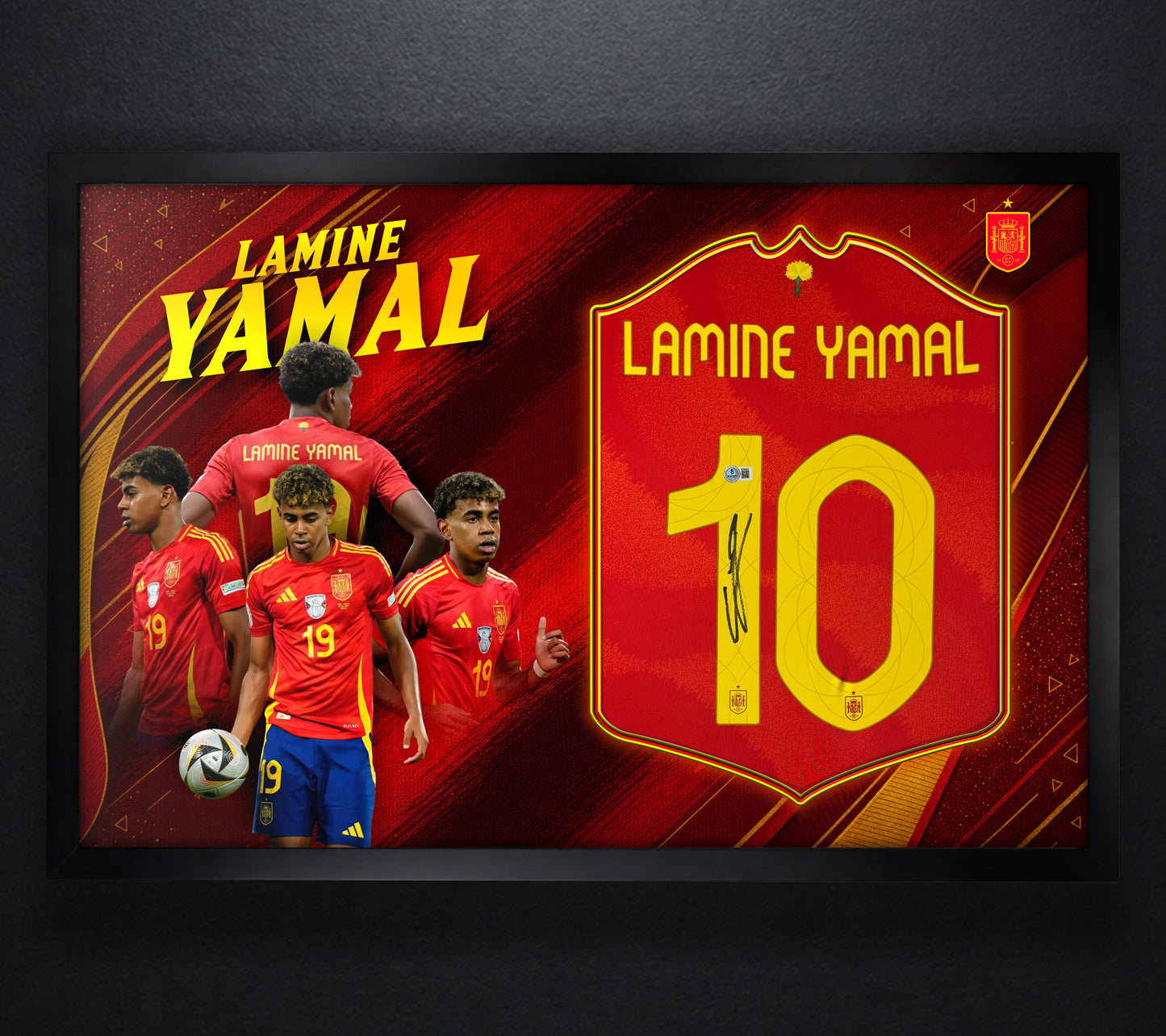 Lamine Yamal Signed Spain Adidas Jersey Framed Beckett COA - Photo of frame