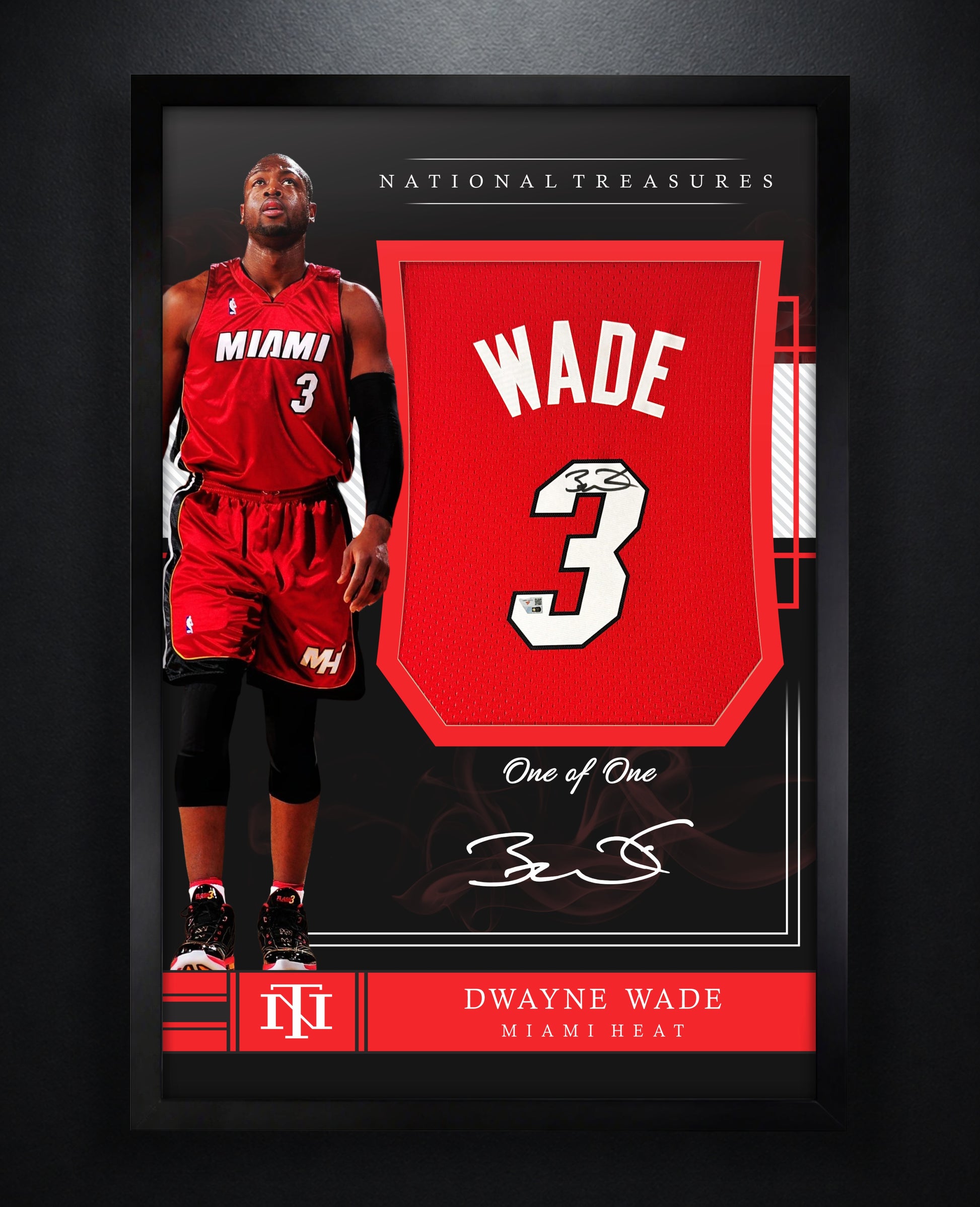 Dwayne Wade Signed Miami Heat Mitchell & Ness Jersey Framed Fanatics COA - Photo of frame