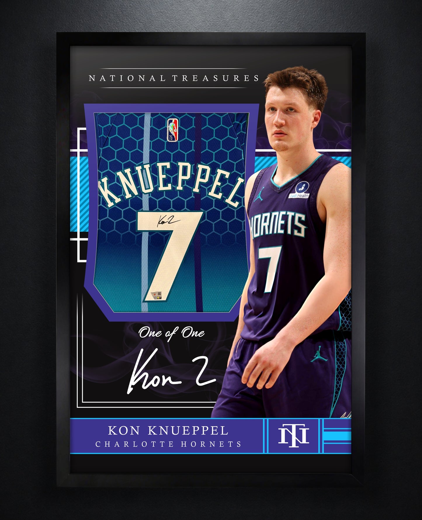 Kon Knueppel Signed Charlotte Hornets Nike Jersey Framed Fanatics COA - Photo of frame