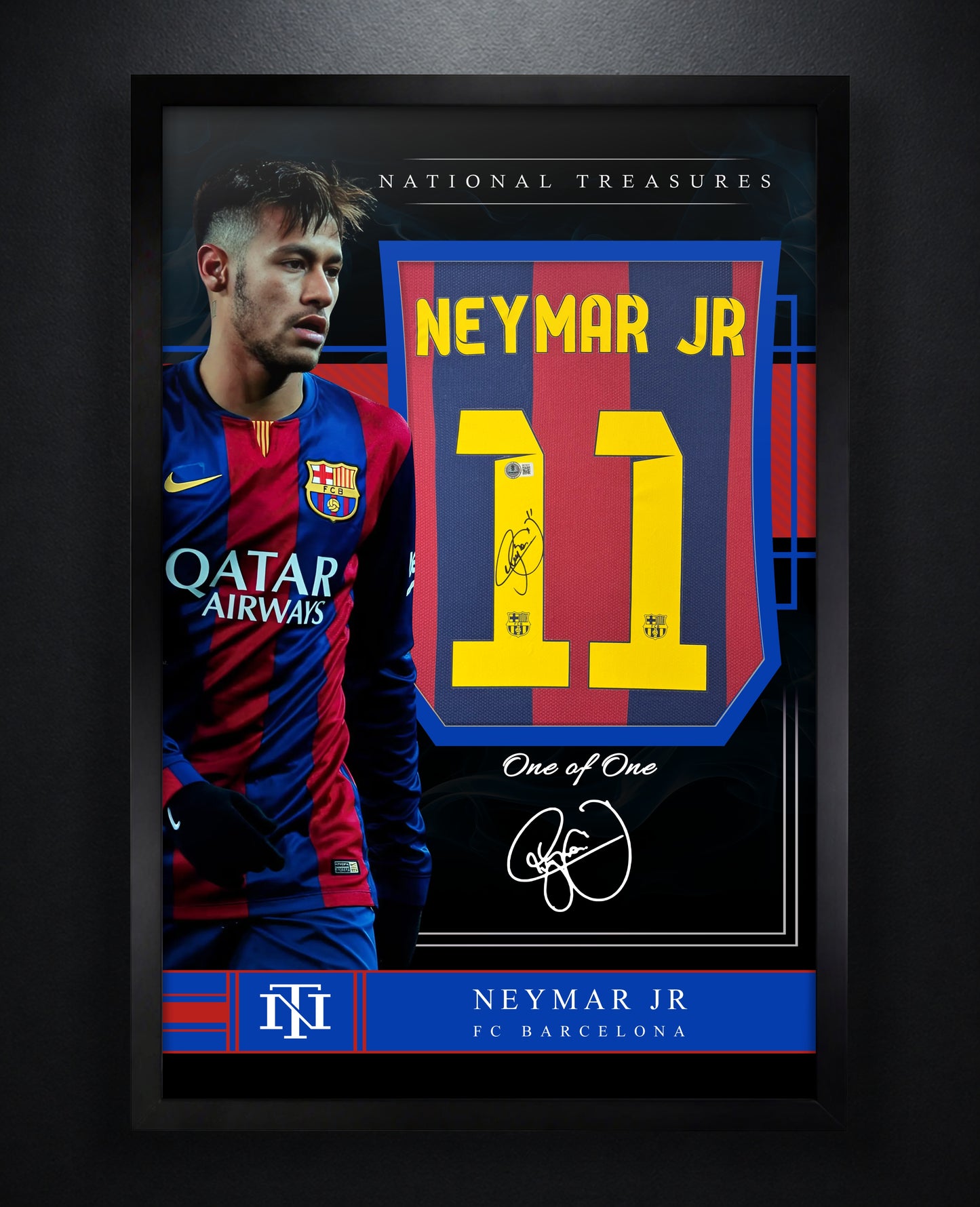 Neymar Signed FC Barcelona Nike Jersey Framed Beckett COA - Photo of frame