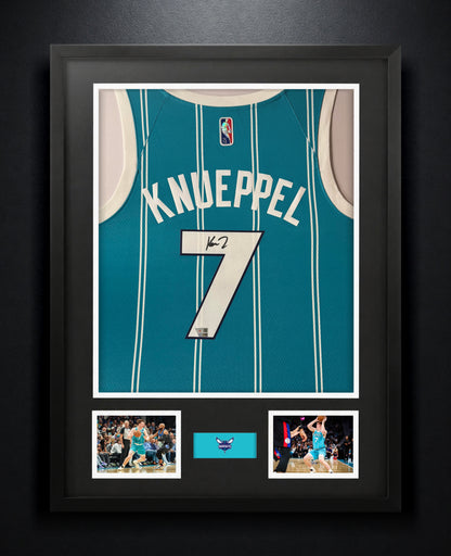 Kon Knueppel Signed Charlotte Hornets Nike Jersey Framed Fanatics COA - Photo of frame