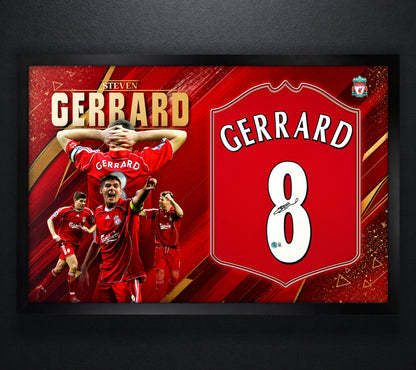 Steven Gerrard Signed Liverpool Reebok Jersey Framed Beckett COA - Photo of frame