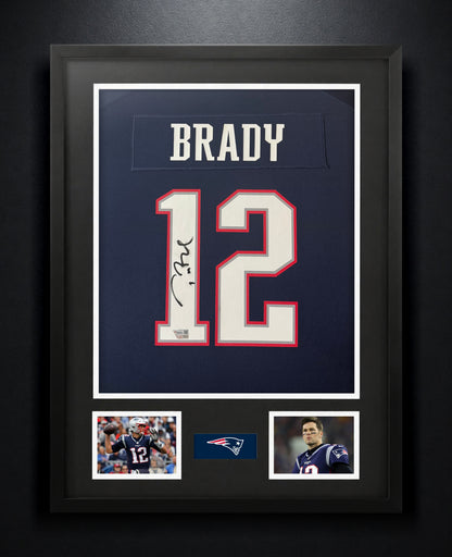 Tom Brady Signed New England Patriots Nike Jersey Framed Fanatics COA - Photo of frame