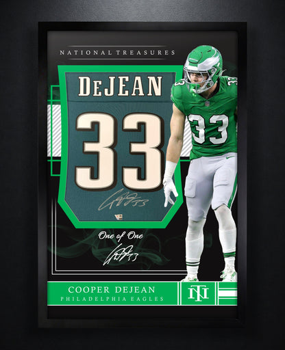Cooper DeJean Signed Philadelphia Eagles Nike Jersey Framed Fanatics COA - Photo of frame