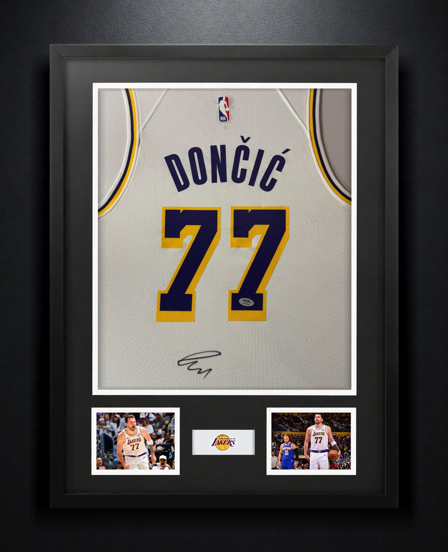 Luka Doncic Signed Los Angeles Lakers Nike Jersey Framed PSA COA - Photo of frame