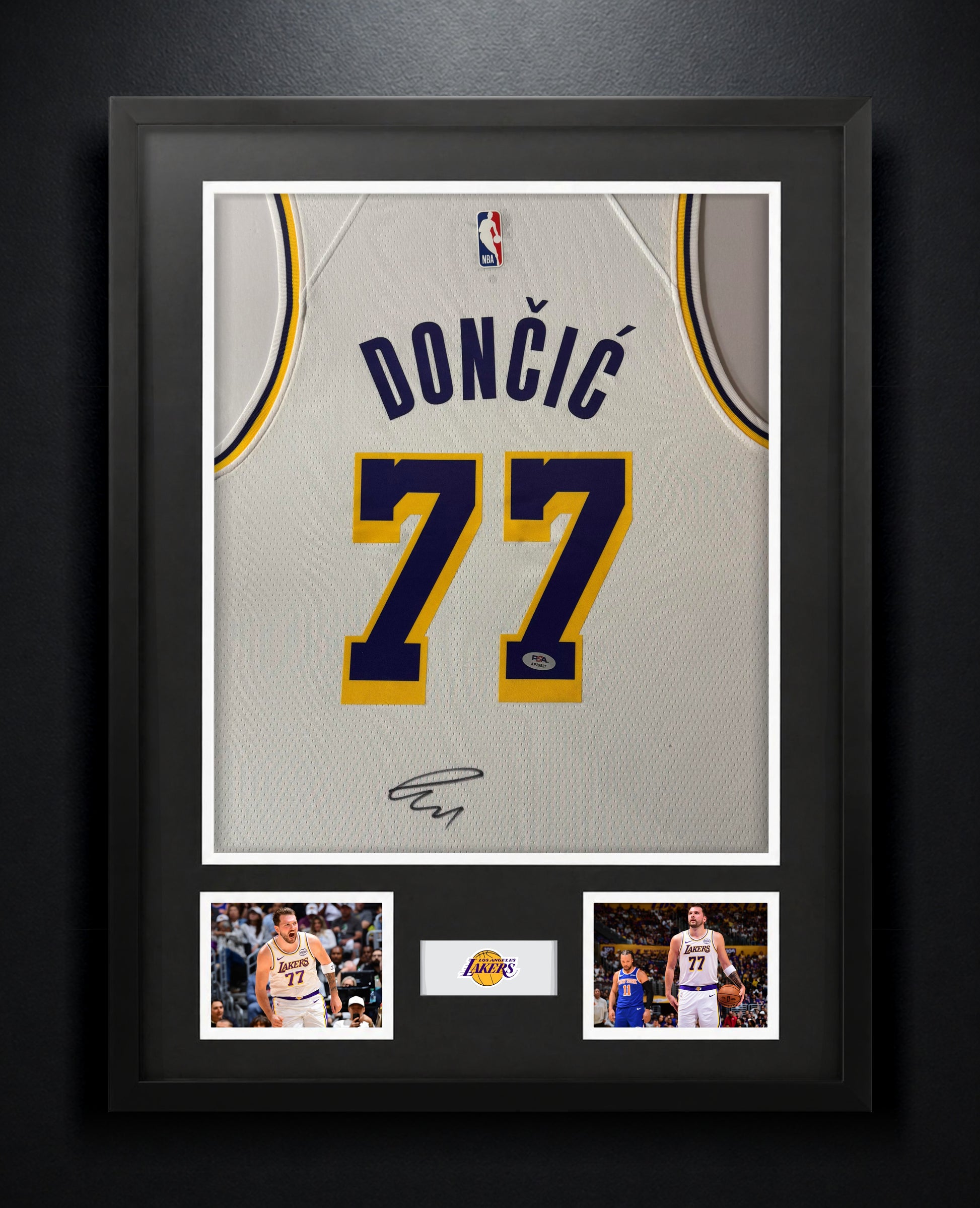 Luka Doncic Signed Los Angeles Lakers Nike Jersey Framed PSA COA - Photo of frame