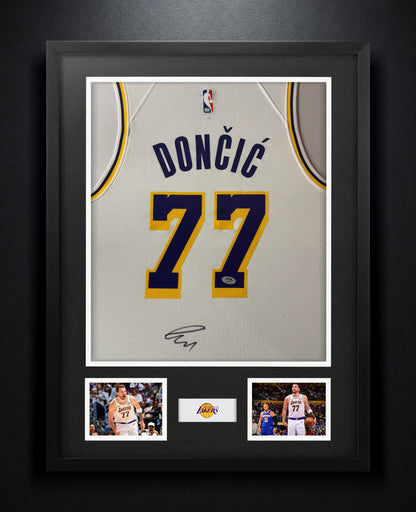Luka Doncic Signed Los Angeles Lakers Nike Jersey Framed PSA COA - Photo of frame