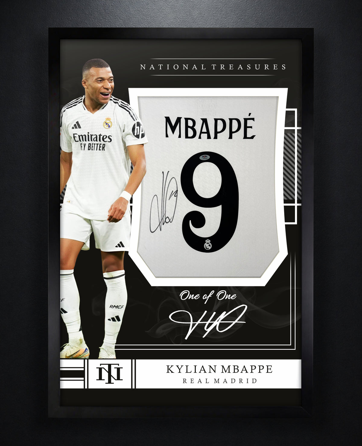 Kylian Mbappe Signed Real Madrid Adidas Jersey Framed PSA COA - Photo of frame