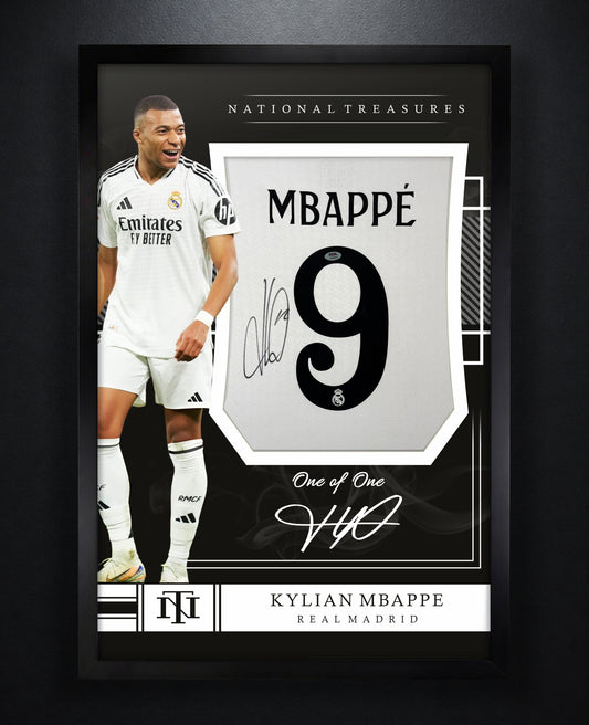 Kylian Mbappe Signed Real Madrid Adidas Jersey Framed PSA COA - Photo of frame