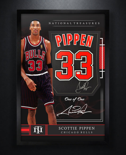 Scottie Pippen Signed Chicago Bulls Champion Jersey Framed JSA LOA & COA - Photo of frame