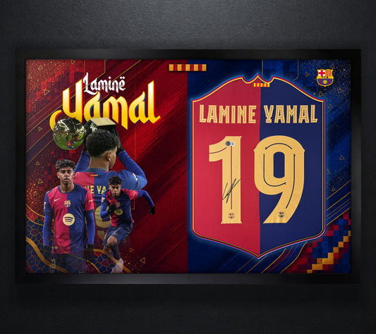 Lamine Yamal Signed FC Barcelona Nike Jersey Framed Beckett COA - Photo of frame