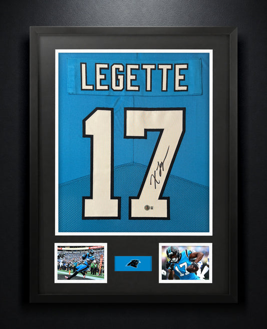Xavier Legette Signed Carolina Panthers Jersey Framed Beckett COA - Photo of frame