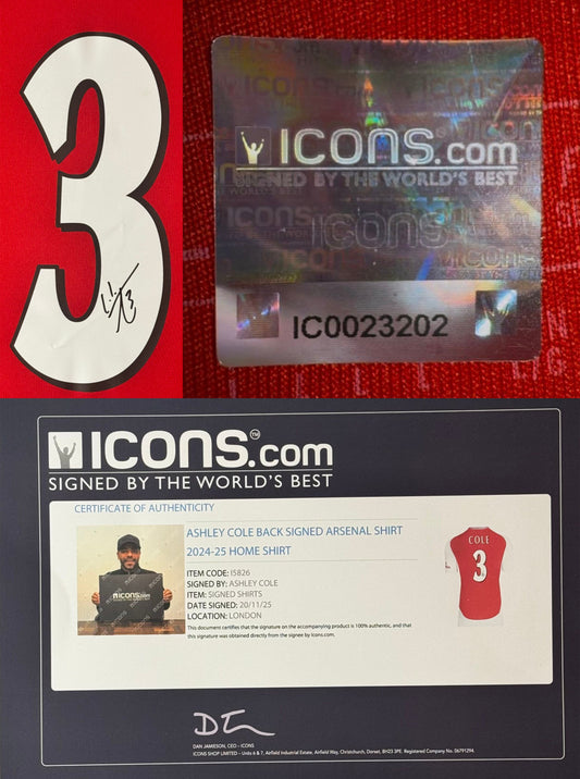 Ashley Cole Signed Arsenal Adidas Jersey Framed Icons COA