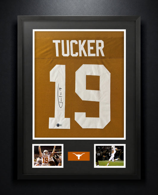 Justin Tucker Signed Texas Longhorns Jersey Framed Beckett COA - Photo of frame
