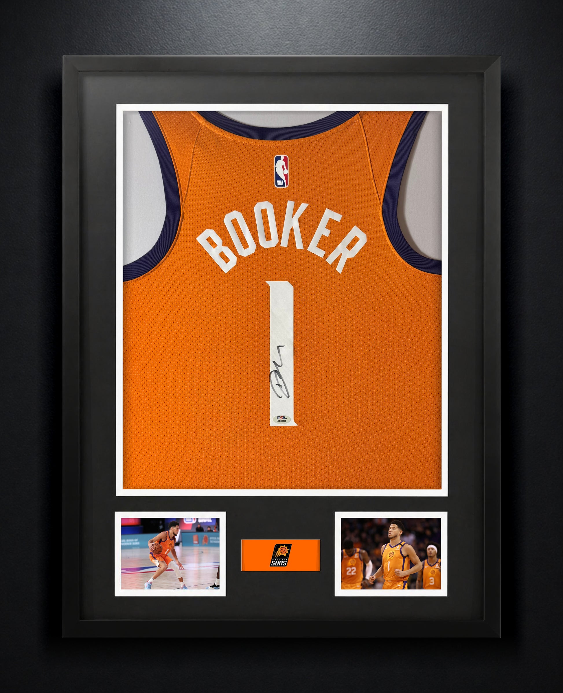 Devin Booker Signed Phoenix Suns Nike Jersey Framed PSA COA - Photo of frame