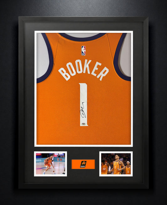 Devin Booker Signed Phoenix Suns Nike Jersey Framed PSA COA - Photo of frame