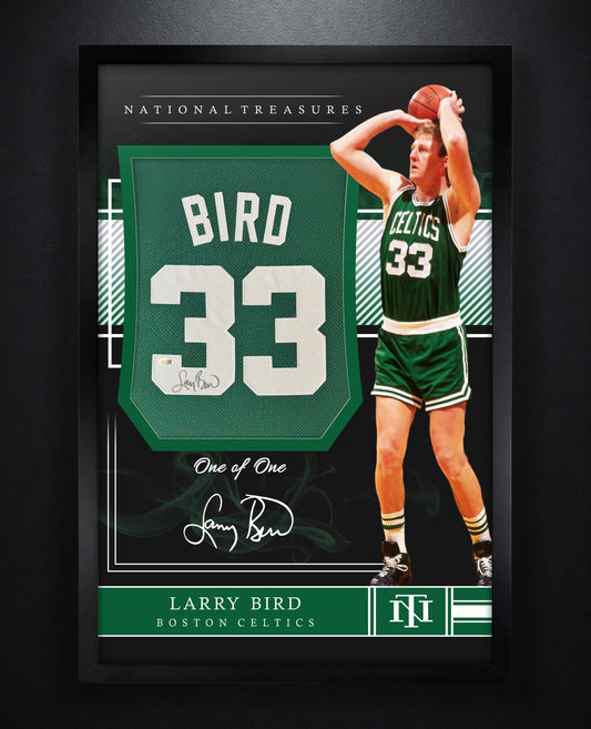Larry Bird Signed Boston Celtics Jersey Framed JSA COA - Photo of frame