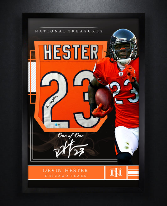 Devin Hester Signed Chicago Bears Jersey Framed Beckett COA - Photo of frame