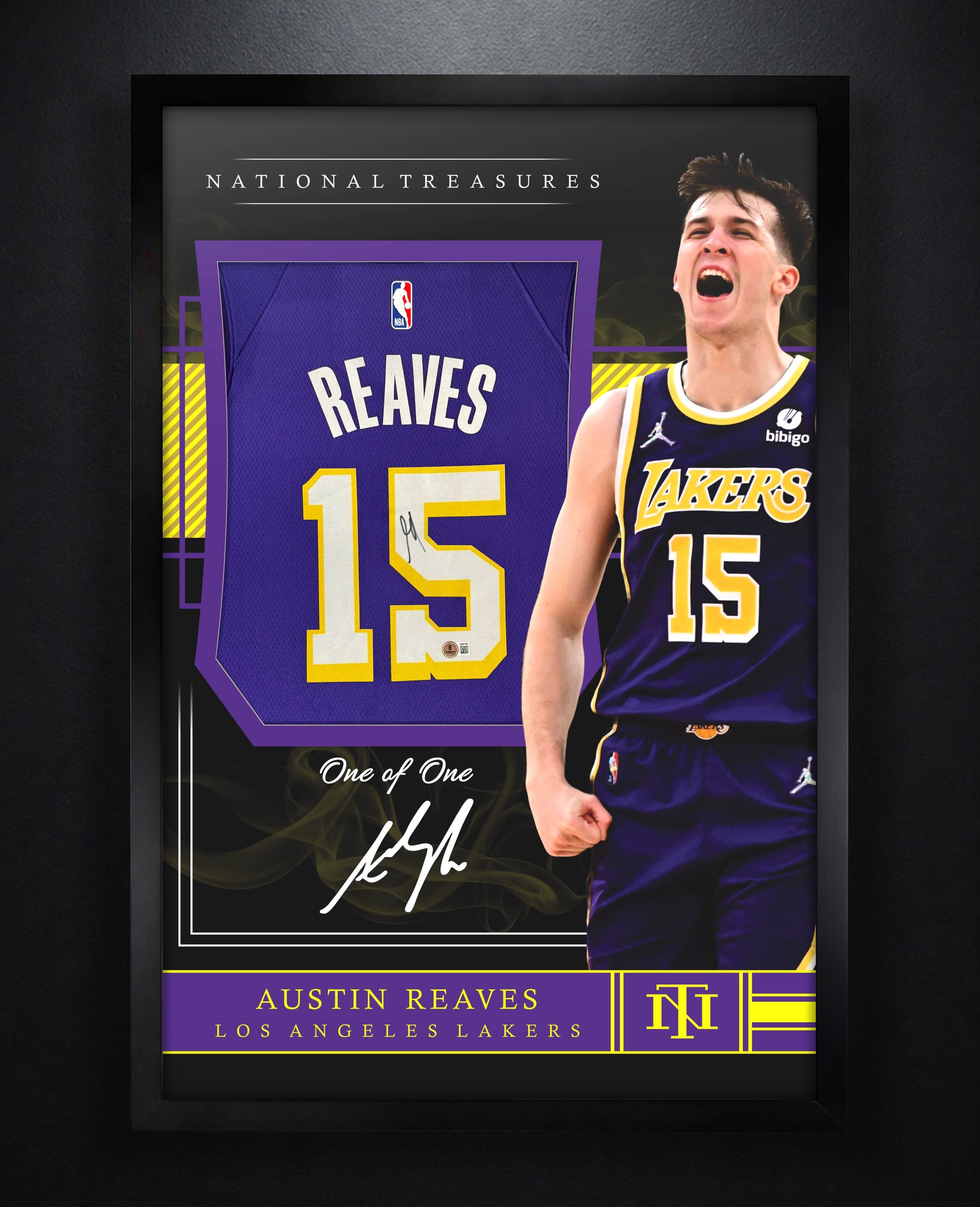 Austin Reaves Signed Los Angeles Lakers Nike Jersey Framed Beckett COA - Photo of frame