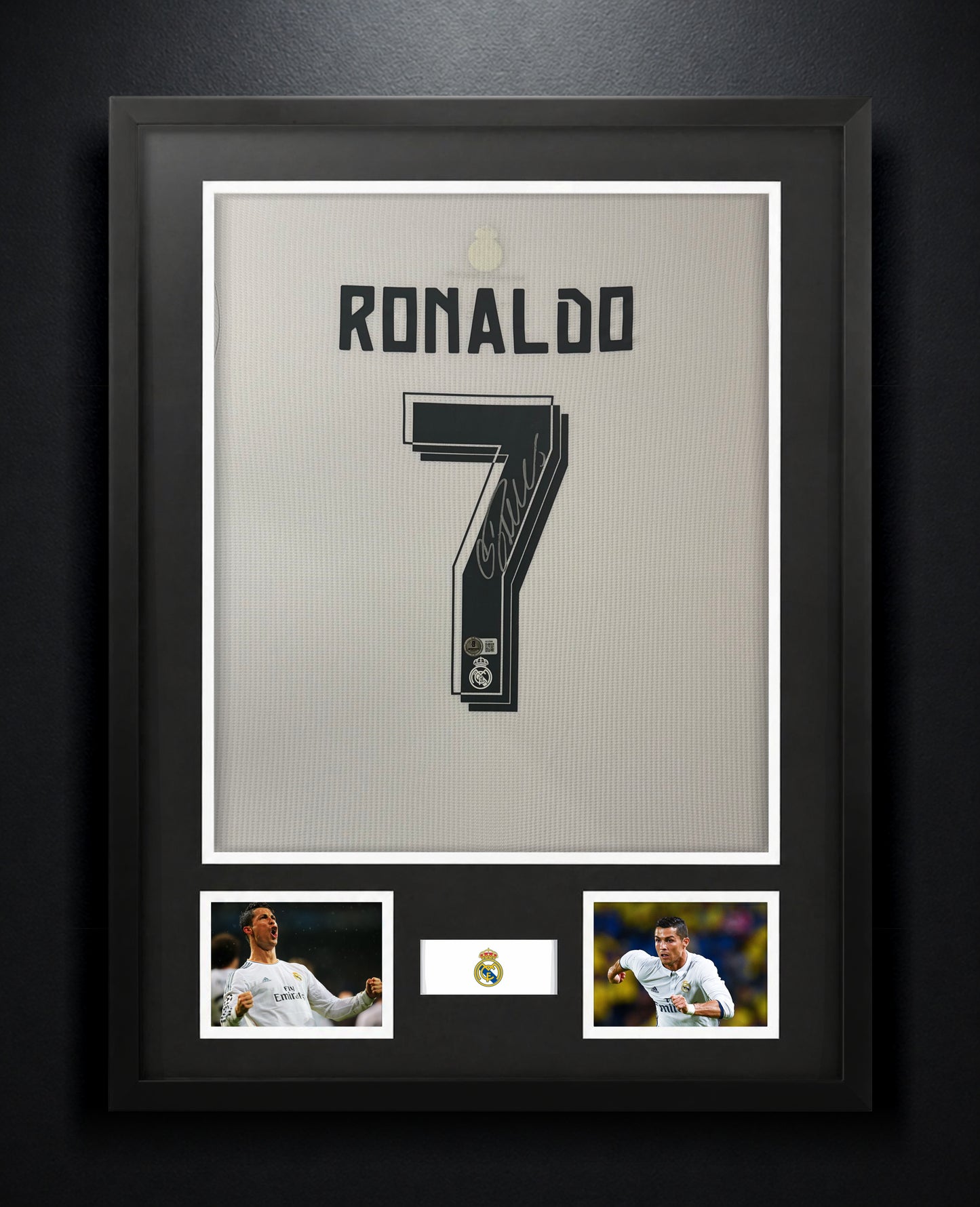 Cristiano Ronaldo Signed Real Madrid Adidas Jersey Framed Beckett LOA & COA - Photo of frame