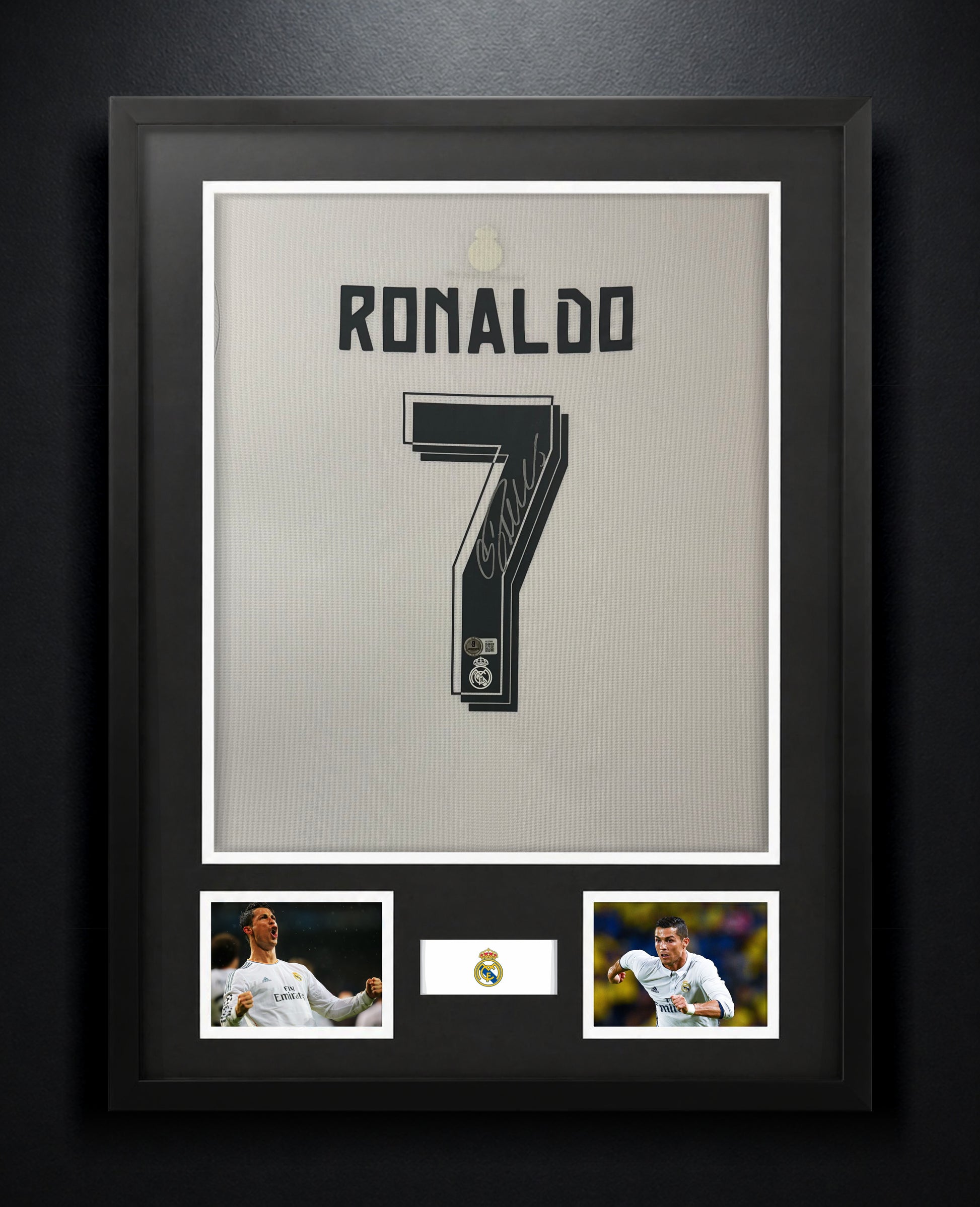 Cristiano Ronaldo Signed Real Madrid Adidas Jersey Framed Beckett LOA & COA - Photo of frame