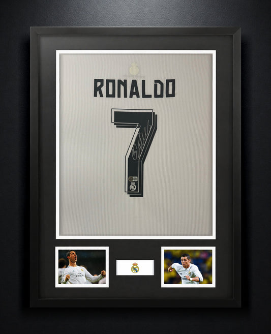 Cristiano Ronaldo Signed Real Madrid Adidas Jersey Framed Beckett LOA & COA - Photo of frame