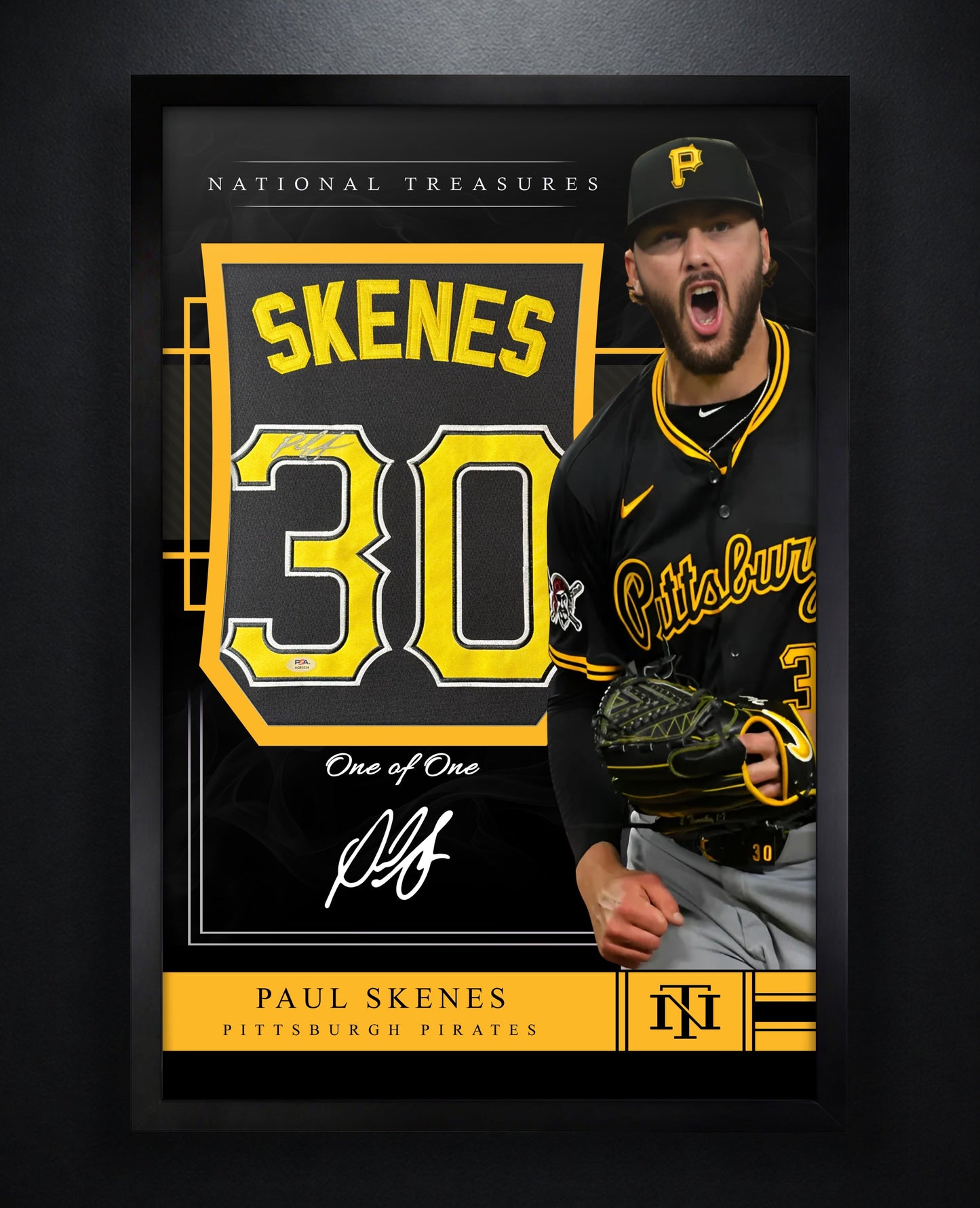 Paul Skenes Signed Pittsburgh Pirates Nike Jersey Framed PSA COA - Photo of frame