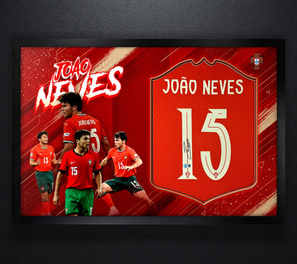 Joao Neves Signed Portugal Puma Jersey Framed Beckett COA - Photo of frame