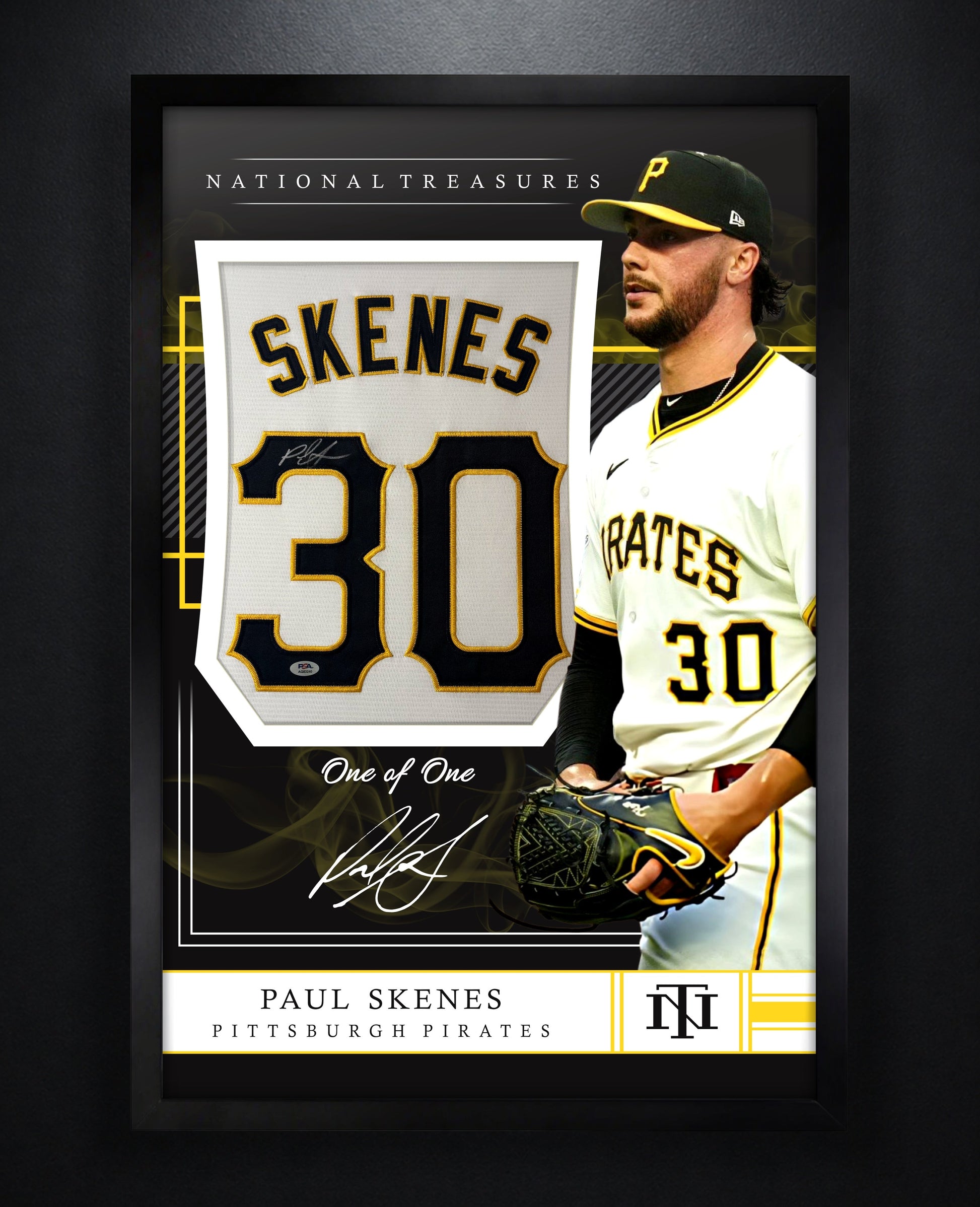 Paul Skenes Signed Pittsburgh Pirates Nike Jersey Framed PSA COA - Photo of frame