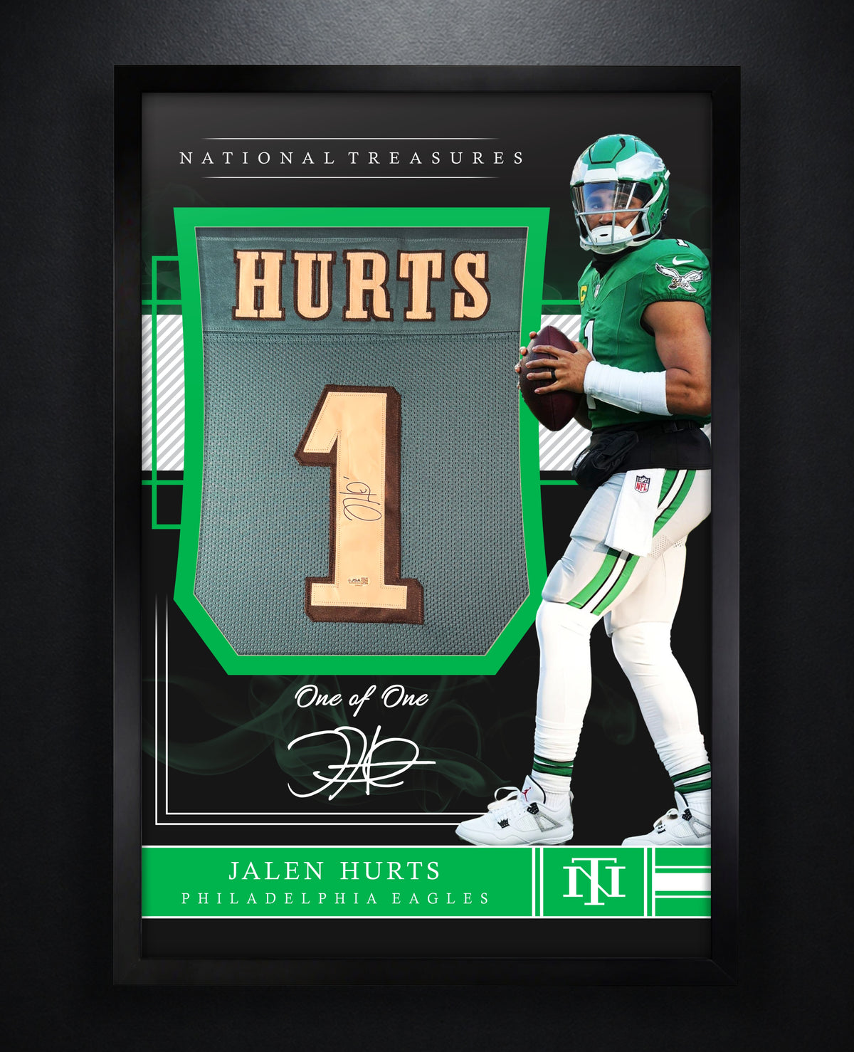 Jalen Hurts Signed Philadelphia Eagles Jersey Framed JSA COA - Photo of frame