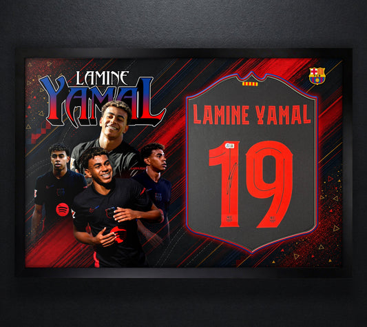 Lamine Yamal Signed FC Barcelona Nike Jersey Framed Beckett COA - Photo of frame