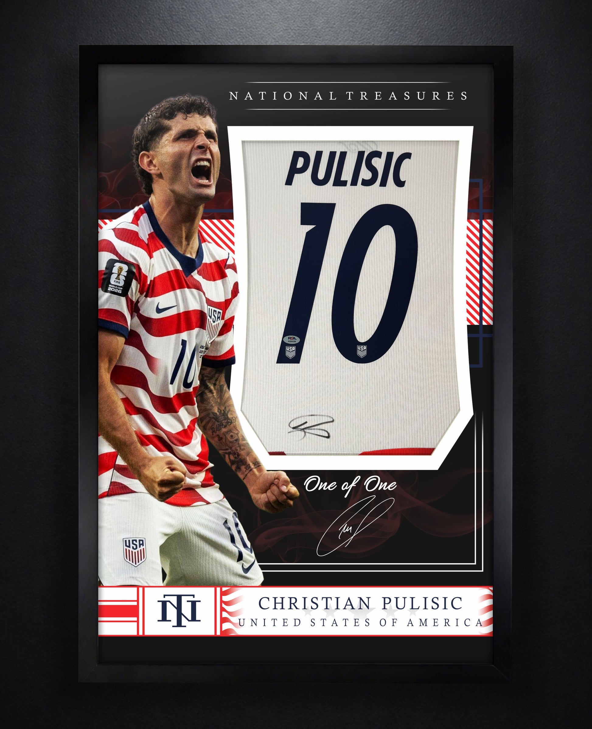 Christian Pulisic Signed United States of America Nike Jersey Framed PSA COA - Photo of frame