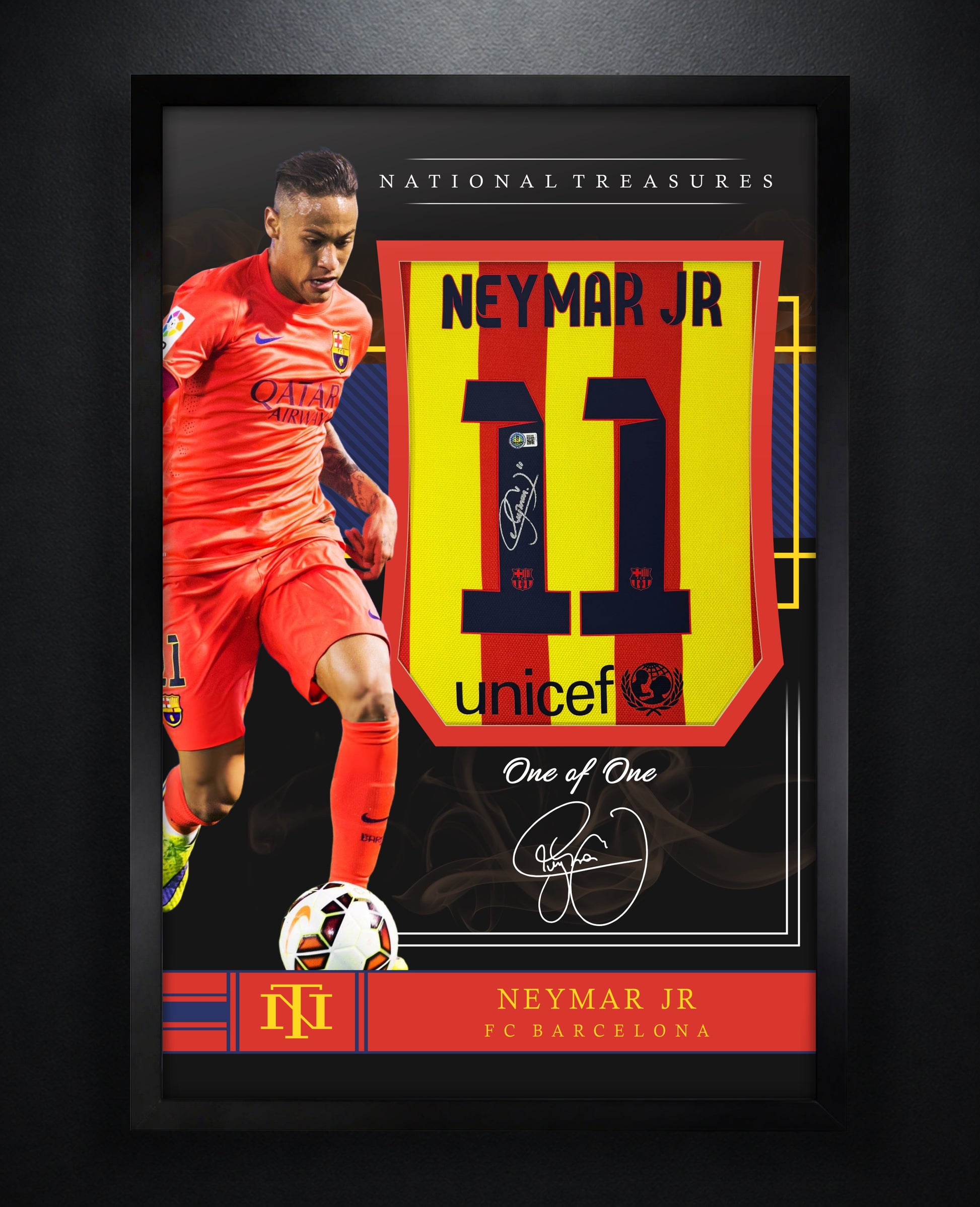 Neymar Jr Signed FC Barcelona Jersey Framed Beckett COA - Photo of frame