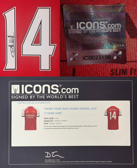 Thierry Henry Signed Arsenal Adidas Jersey Framed Icons COA