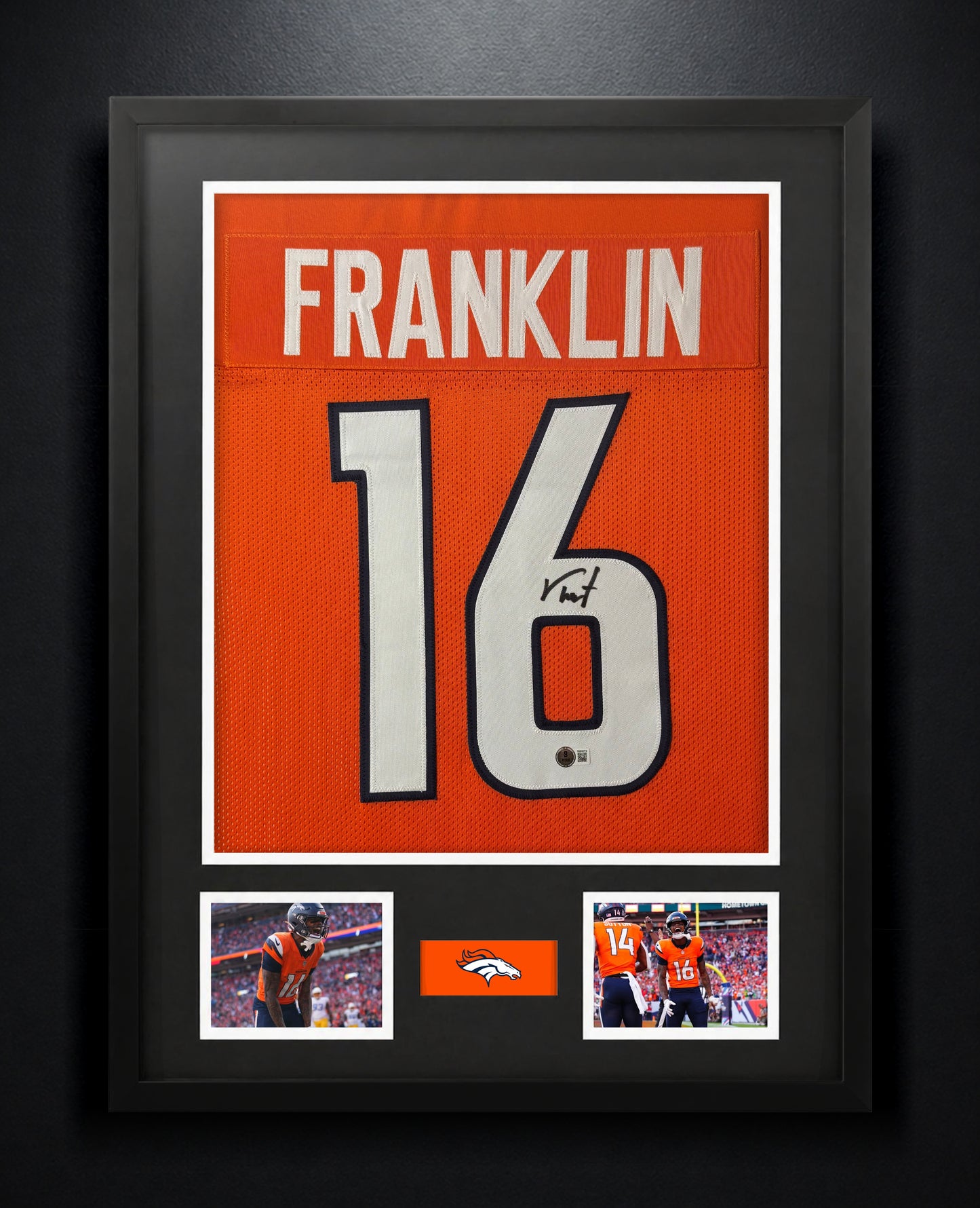 Troy Franklin Signed Denver Broncos Jersey Framed Beckett COA - Photo of frame