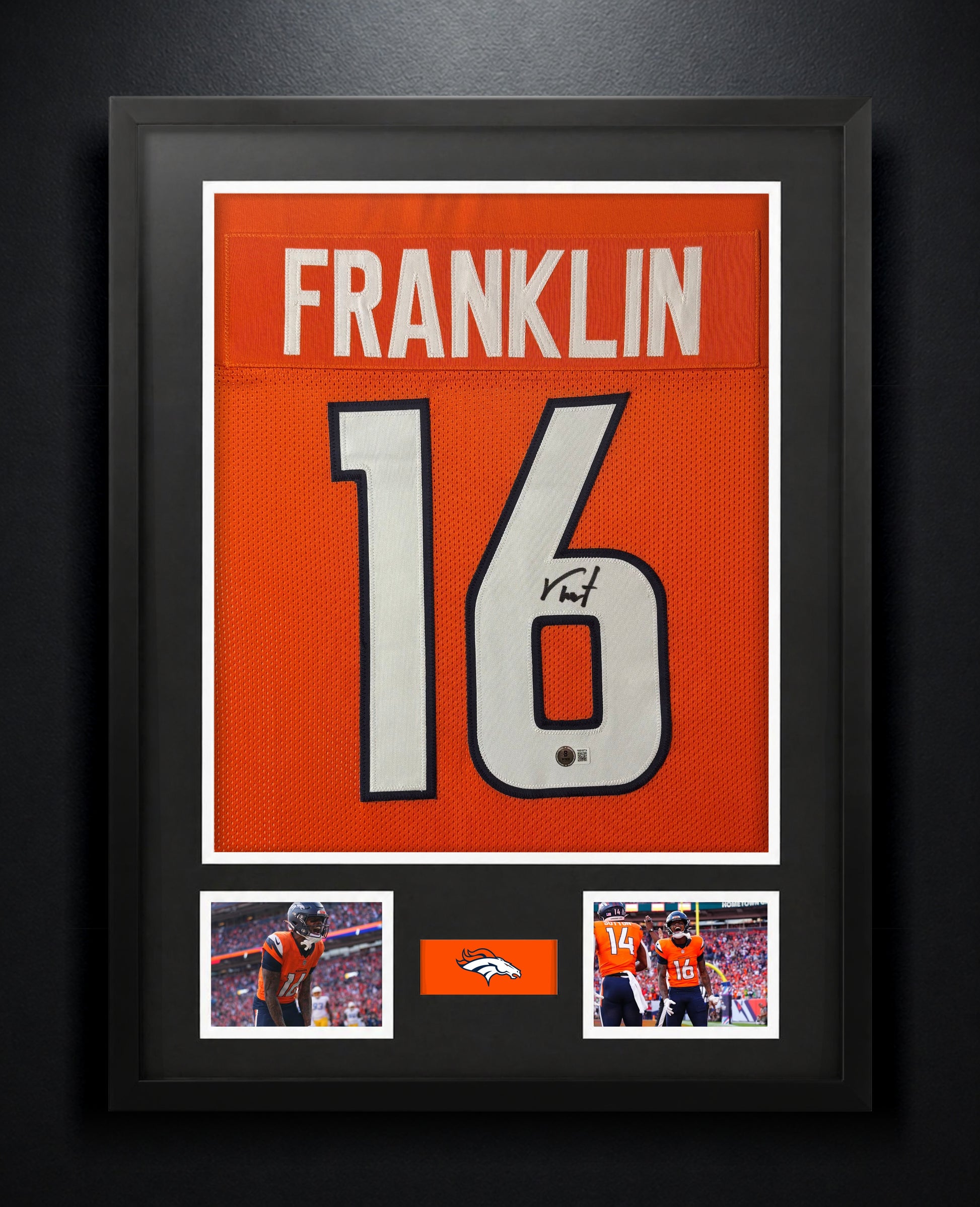 Troy Franklin Signed Denver Broncos Jersey Framed Beckett COA - Photo of frame