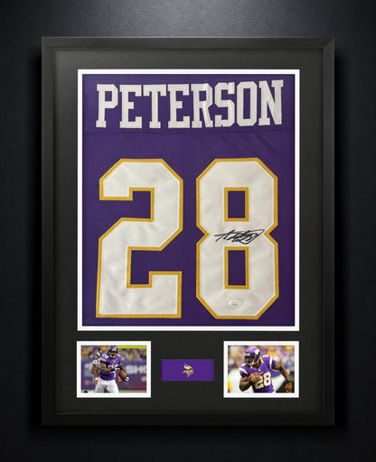 Adrian Peterson Signed Minnesota Vikings Jersey Framed JSA COA - Photo of frame