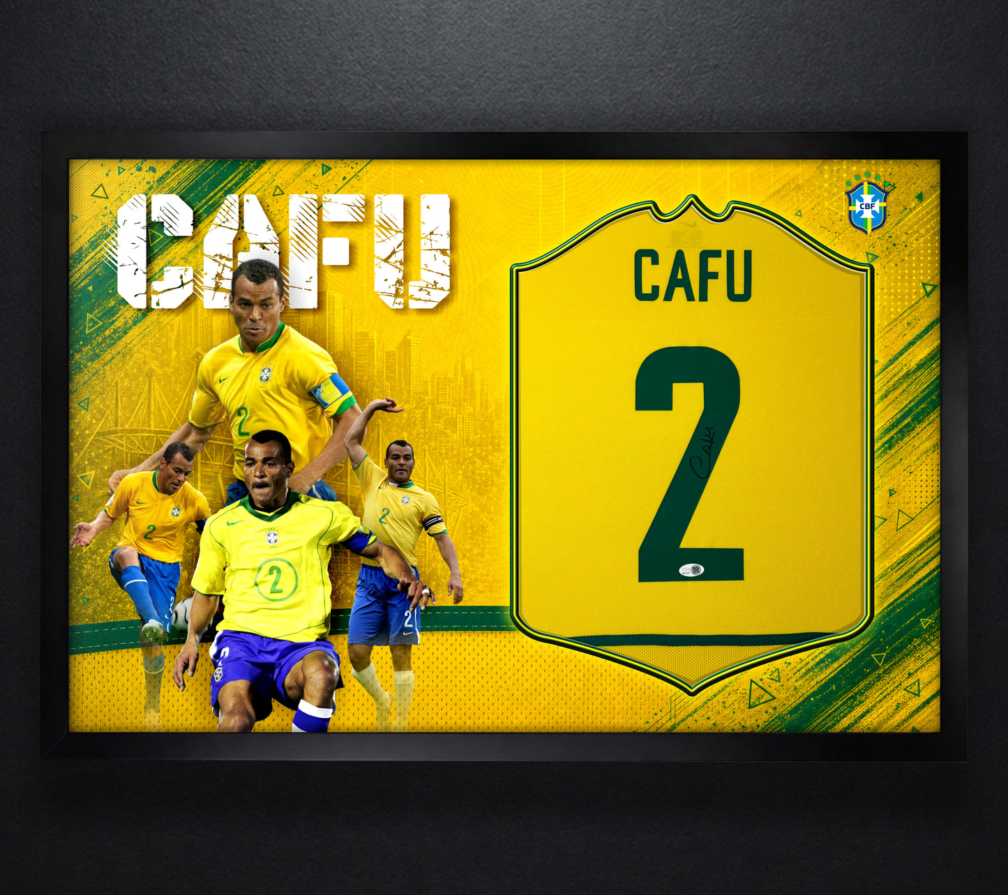 Cafu Signed Brazil Nike Jersey Framed JSA COA - Photo of frame