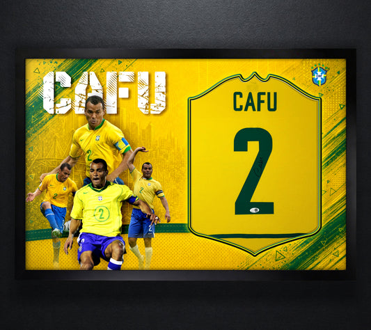 Cafu Signed Brazil Nike Jersey Framed JSA COA - Photo of frame