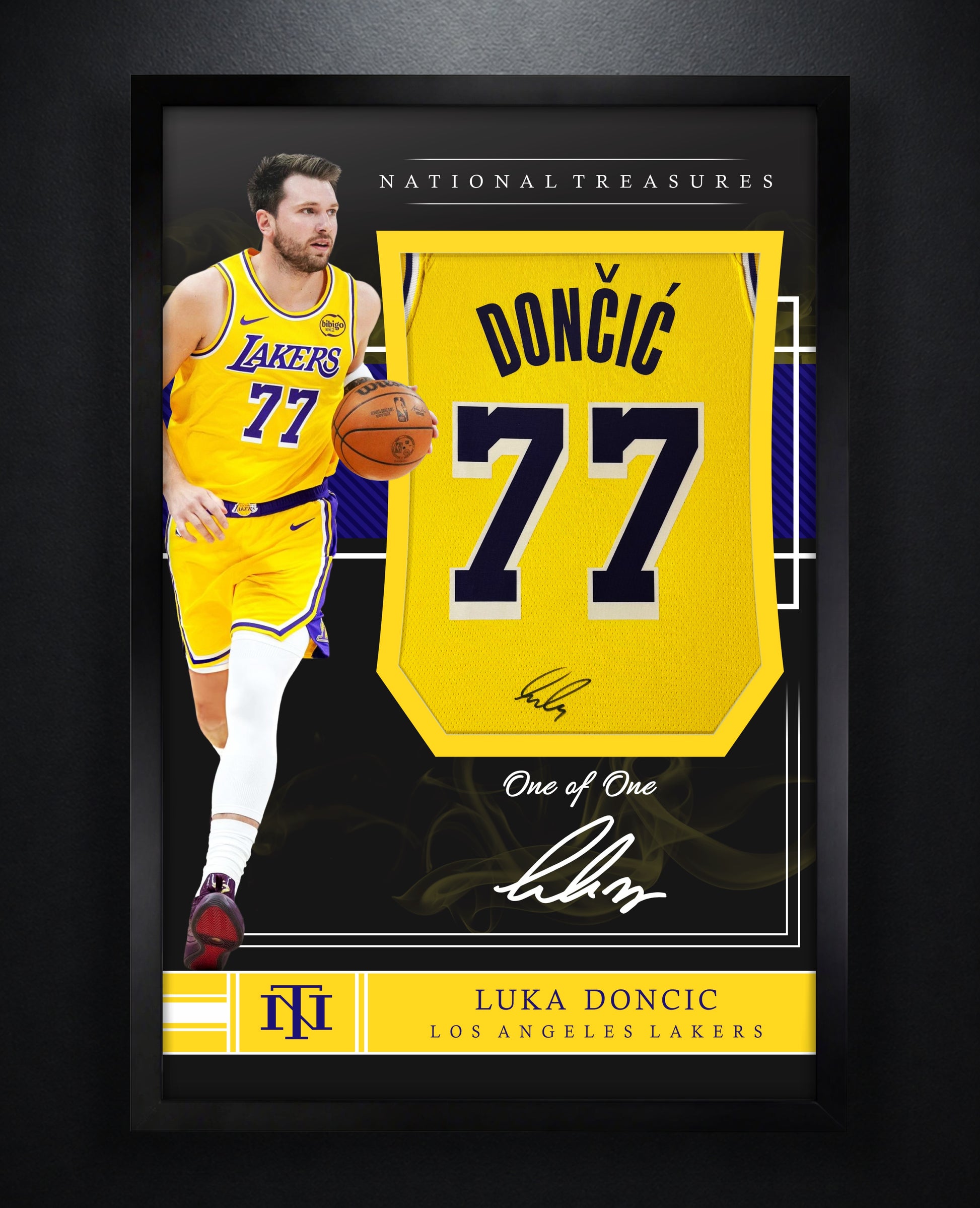 Luka Doncic Signed Los Angeles Lakers Nike Jersey Framed VIDEO PROOF + GRAD LOA - Photo of frame