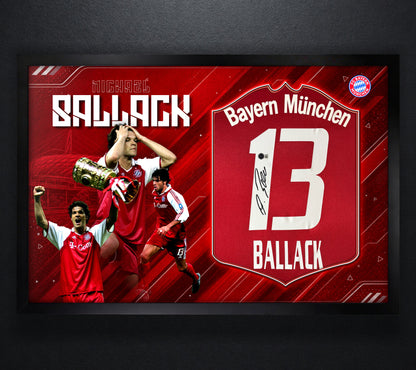 Michael Ballack Signed Bayern Munich Adidas Jersey Framed Beckett COA - Photo of frame