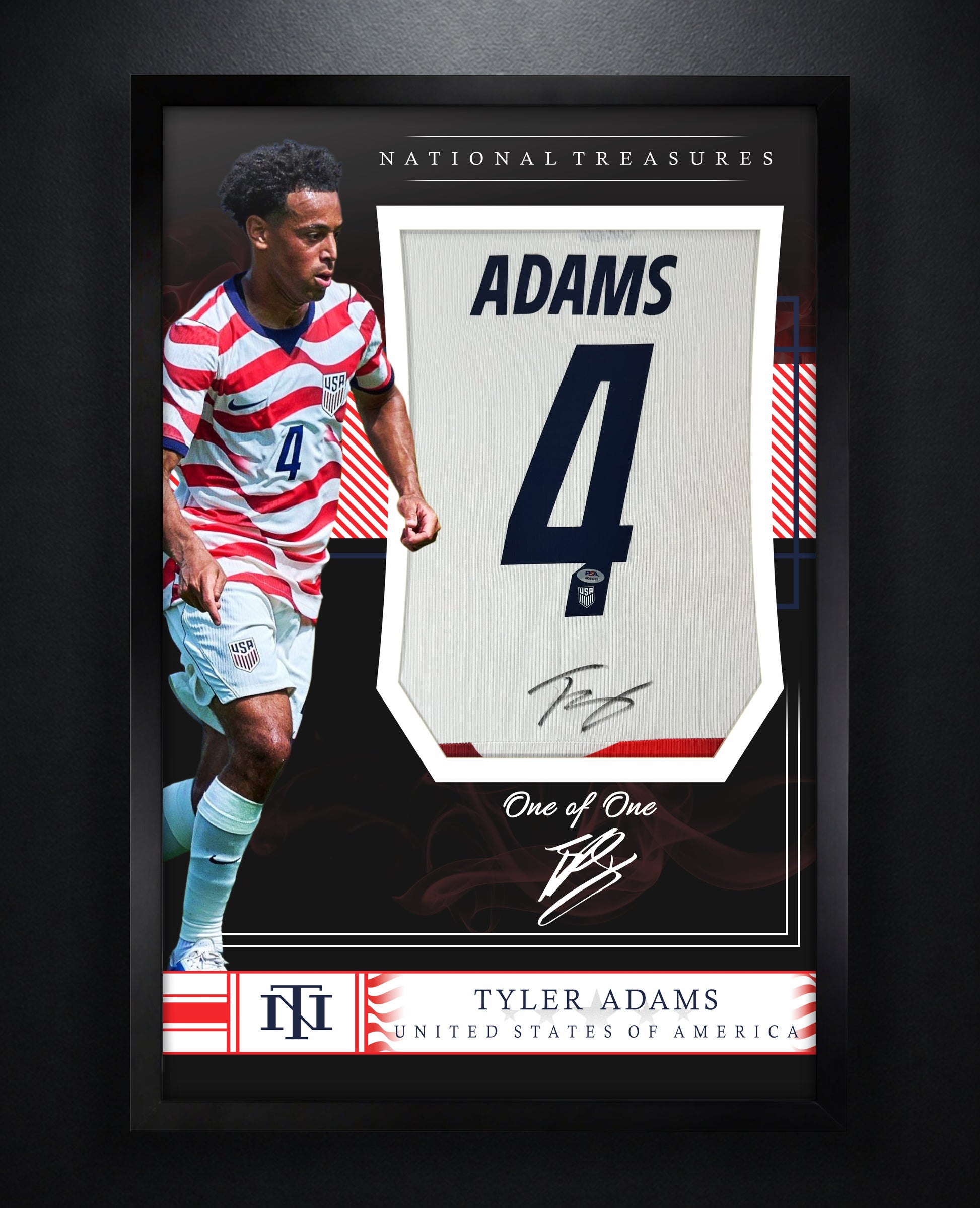 Tyler Adams Signed United States of America Nike Jersey Framed PSA COA - Photo of frame