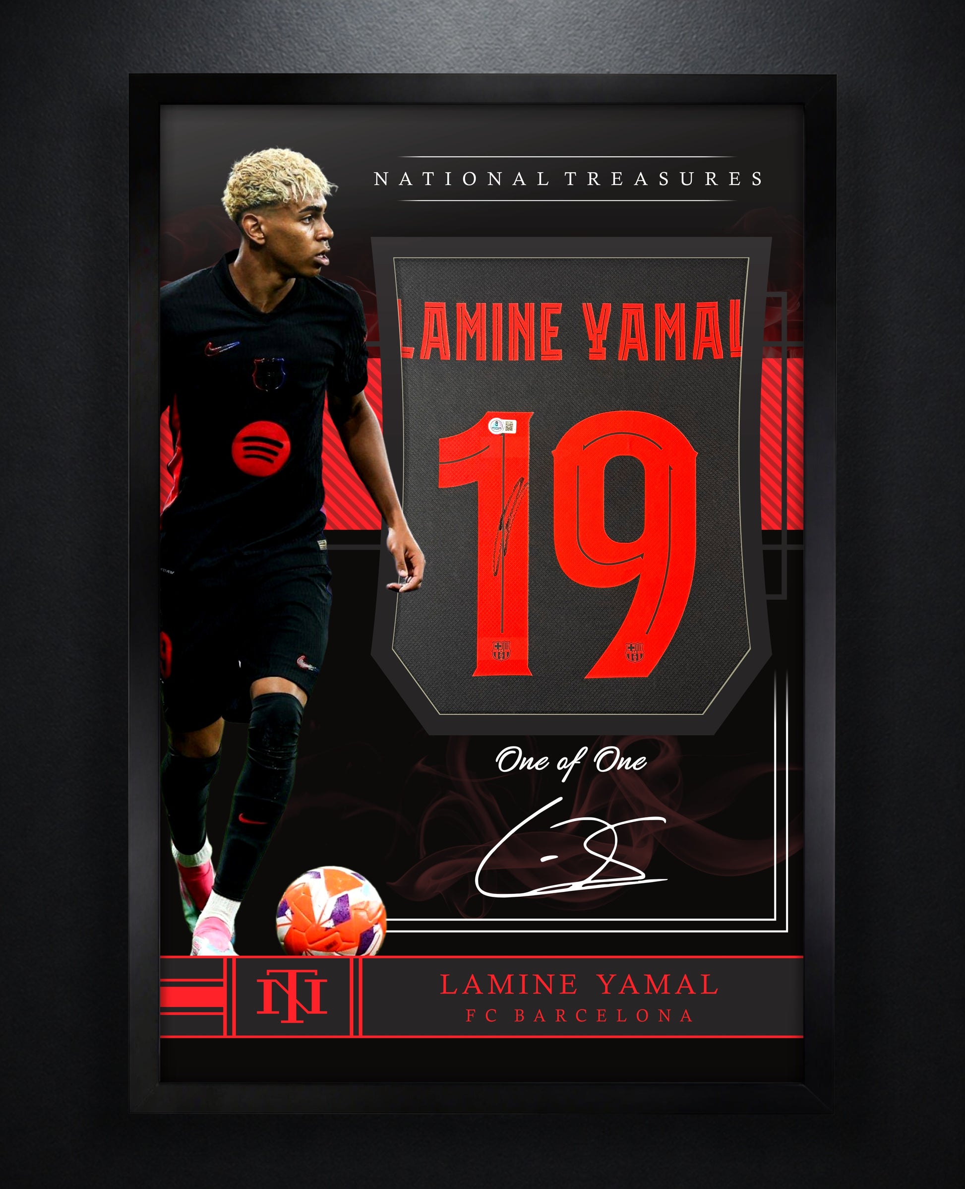 Lamine Yamal Signed FC Barcelona Nike Jersey Framed Beckett COA - Photo of frame