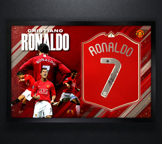 Cristiano Ronaldo Signed Manchester United Jersey Framed Beckett LOA & COA - Photo of frame
