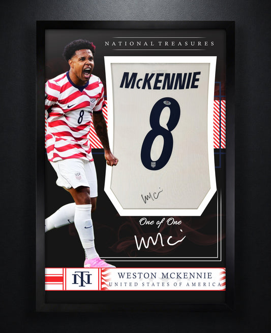Weston McKennie Signed United States of America Nike Jersey Framed PSA COA - Photo of frame
