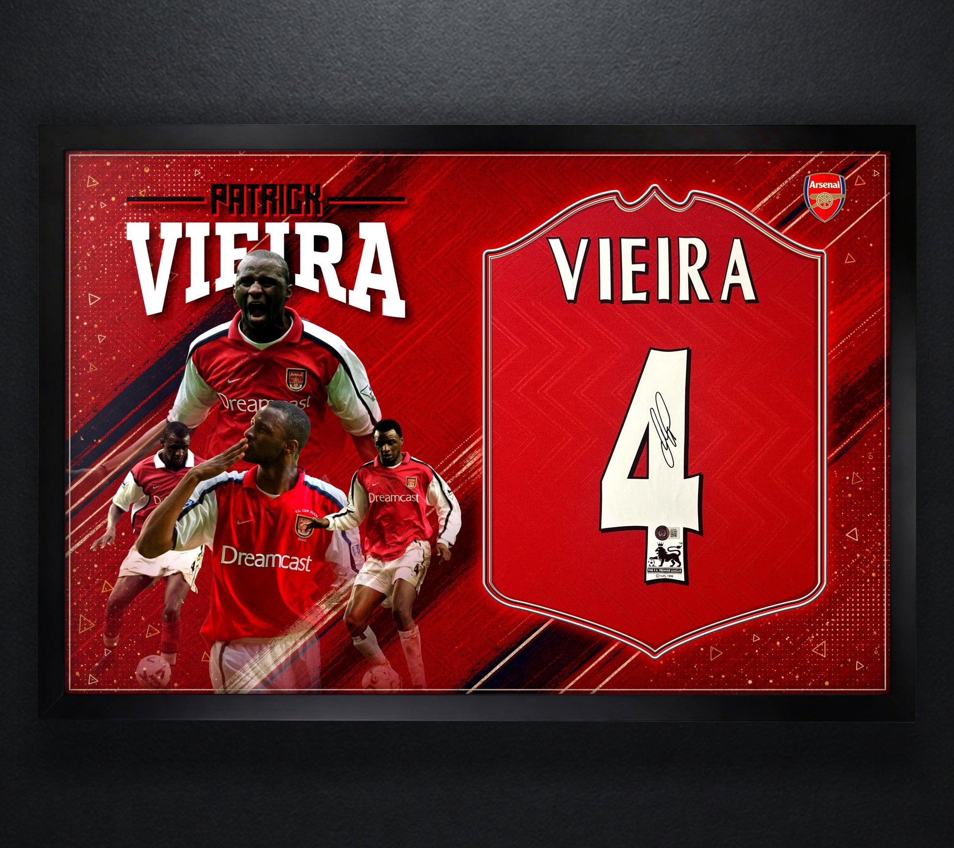Patrick Vieira Signed Arsenal Nike Jersey Framed Beckett COA - Photo of frame