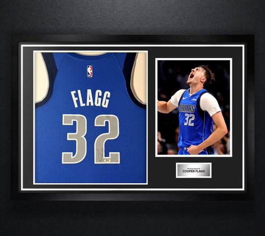 Cooper Flagg Signed Dallas Mavericks Nike Jersey Framed PSA COA - Photo of frame