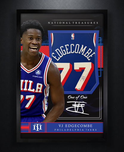 VJ Edgecombe Signed Philadelphia 76ers Nike Jersey Framed JSA COA - Photo of frame